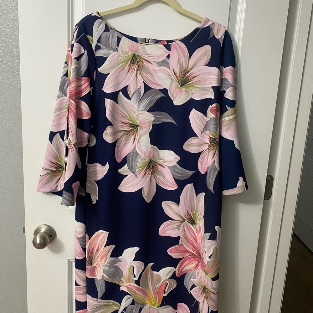 Shelby & Palmer floral dress with pearl sleeves